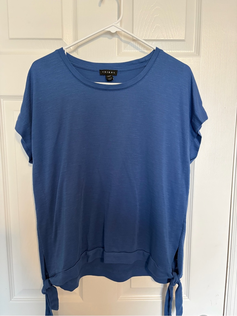 Tribal Blue Short Sleeve Tie-Hem Tee